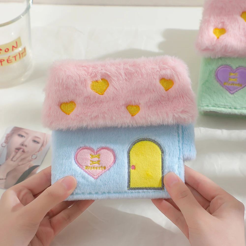 Kawaii House shape Series Furry 3 Inch Kpop Photocards Binder Book Idol Photo Cards Album Collection Book