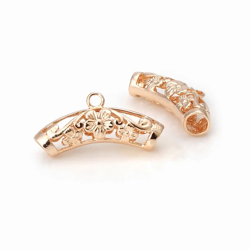 High Quality 18K Gold Color Brass Cloud Curved Tube Charms Pendants Bracelet Connector Jewelry Making Supplies Diy Accessories