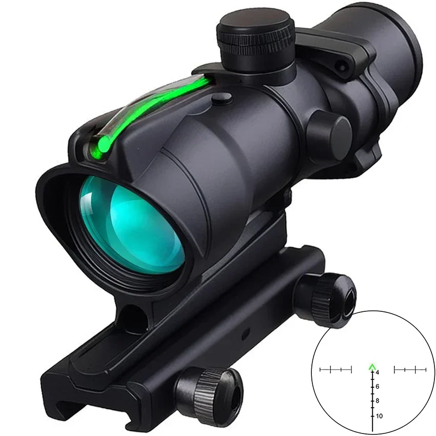 ACOG 4x32 Red Green Fiber Illuminated Scope Optics Reflex Sight Outdoor Hunting Compact Metal Riflescope Tactical Accessory