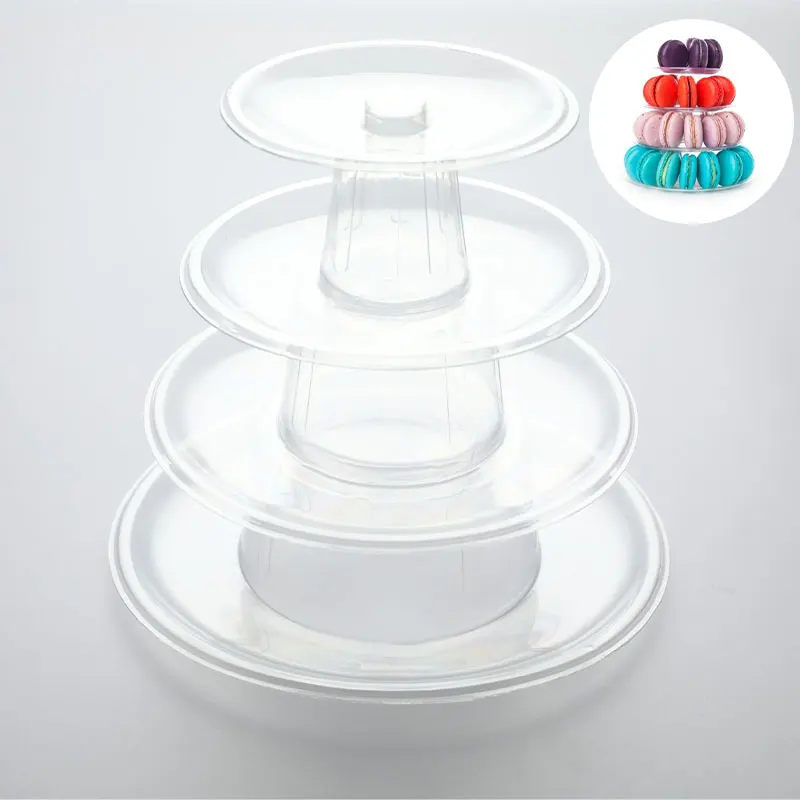 4-Tiers Macaron Display Stand Cupcake Tower Rack Cake Stands PVC Tray For Wedding Birthday Cake Decorating Tools Bakeware