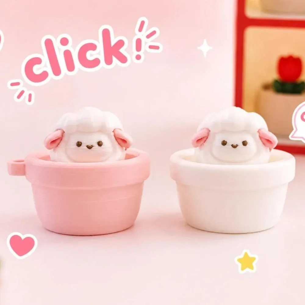 Finger Button Clicker Fidget Keychain Cartoon Animals Soft Slow Rebound Clicking Pressure Relief Funny Cute