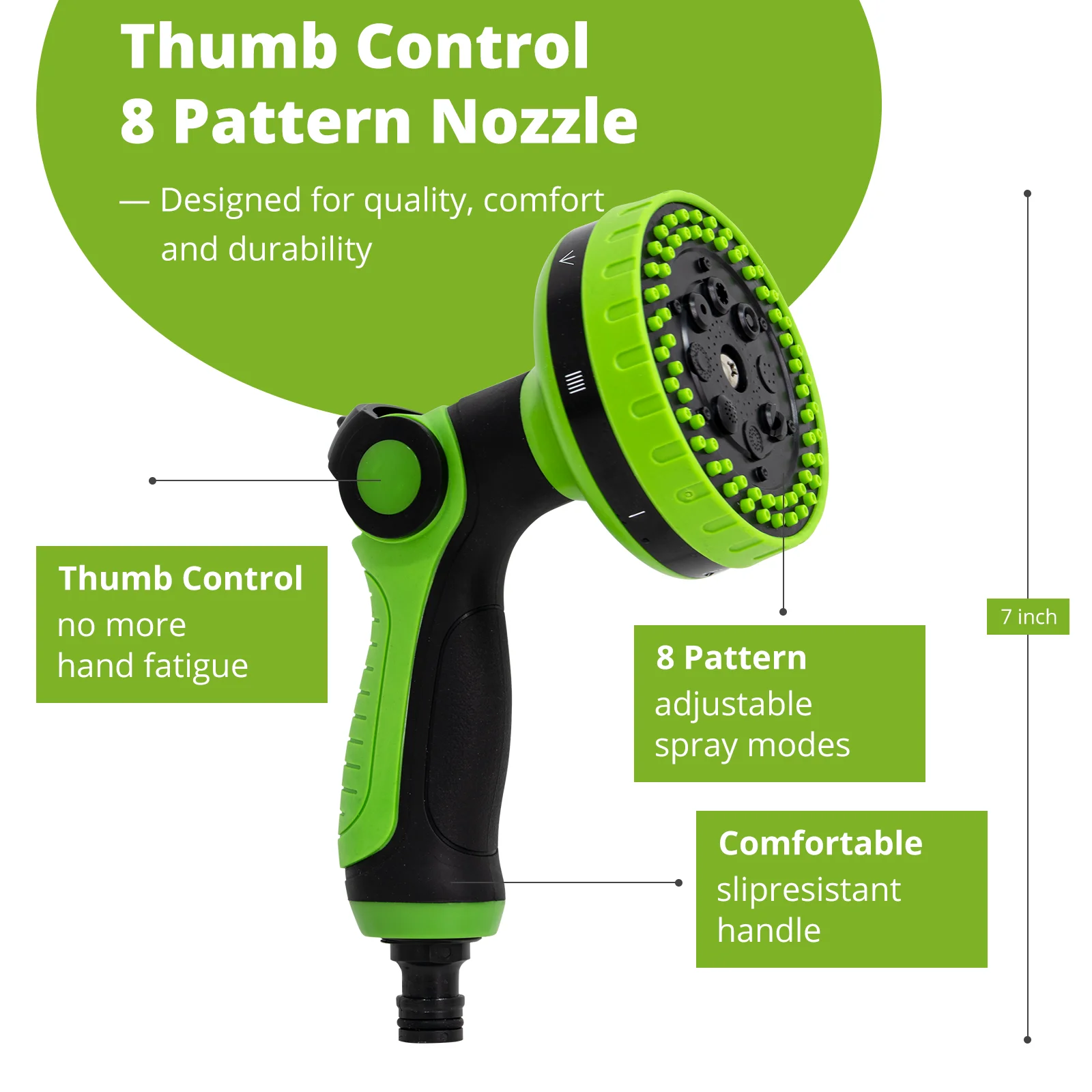 Adjustable 8 Modes Garden Hose Nozzle Large Water Coverage Leakproof Water Gun for Lawn Yard & Outdoor Cleaning and Car Washing