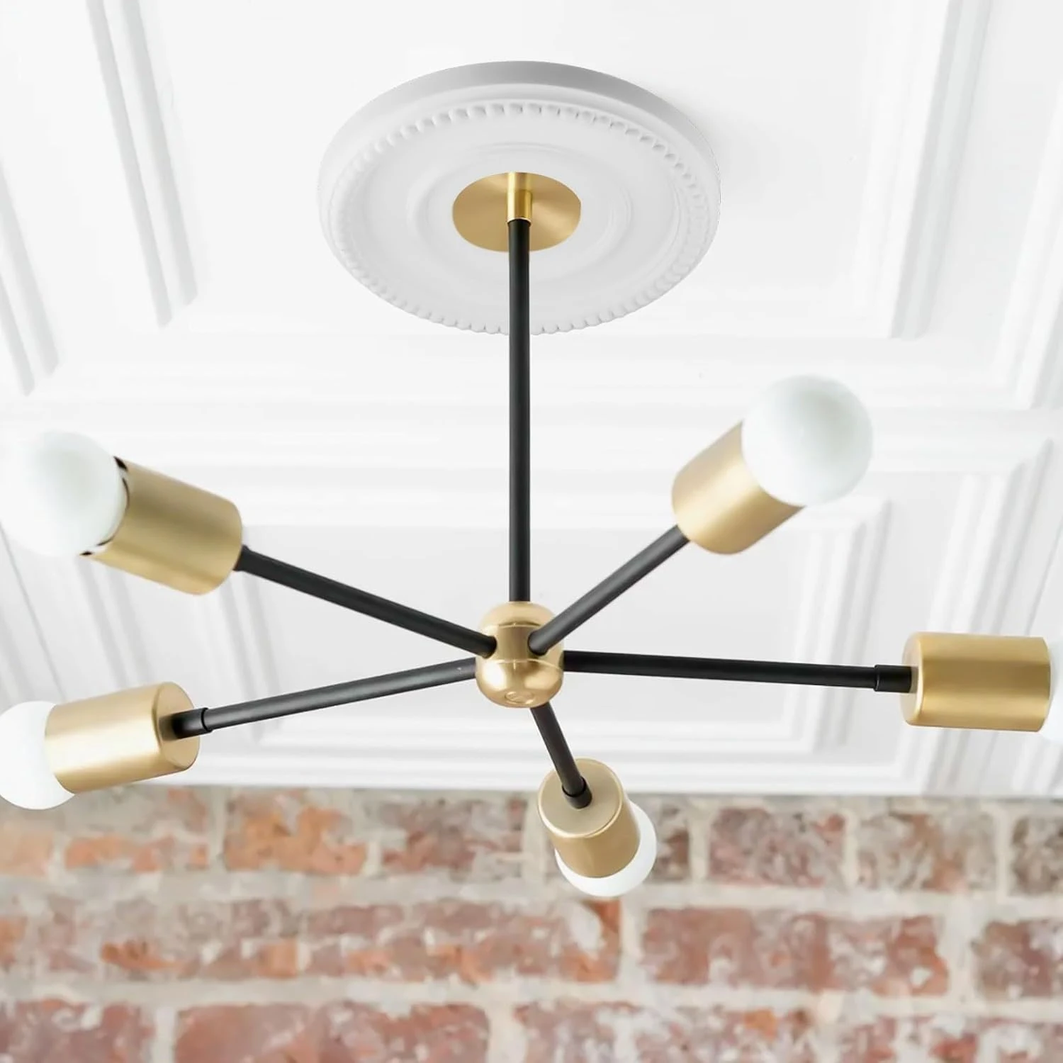 12.4 Inch Ceiling Medallion Round Medallion PU Decorative Ceiling Fan Light Fixtures Cover Plate Ceiling Light Pendant Lamp Base