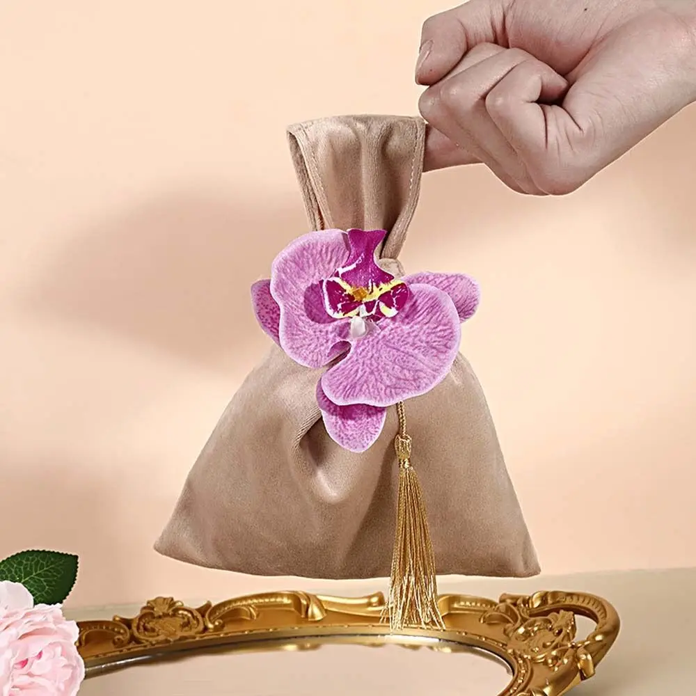 Tassel Velvet Knot Handbag Vest Shape Large Capacity Flower Wrist Bag Small Tote Bag Korean Style Festive Sugar Bag Party