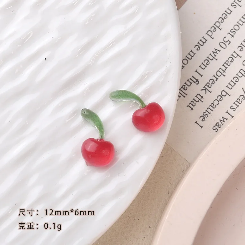 صغيرة الكرز الأحمر الراتنج مانيكير كابوشون 40 قطعة الراتنج فلاتباك DIY بها بنفسك صنع المجوهرات بالجملة سجل القصاصات ملحقات للتزيين #2