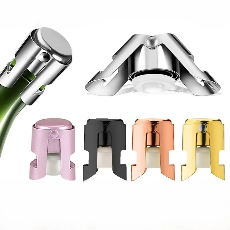 Wine Bottle Stopper Wine Beer Bottle Cork Plug Stainless Steel Champagne Sparkling Stopper Bar Tools 1PC Sealing Bottle Cap