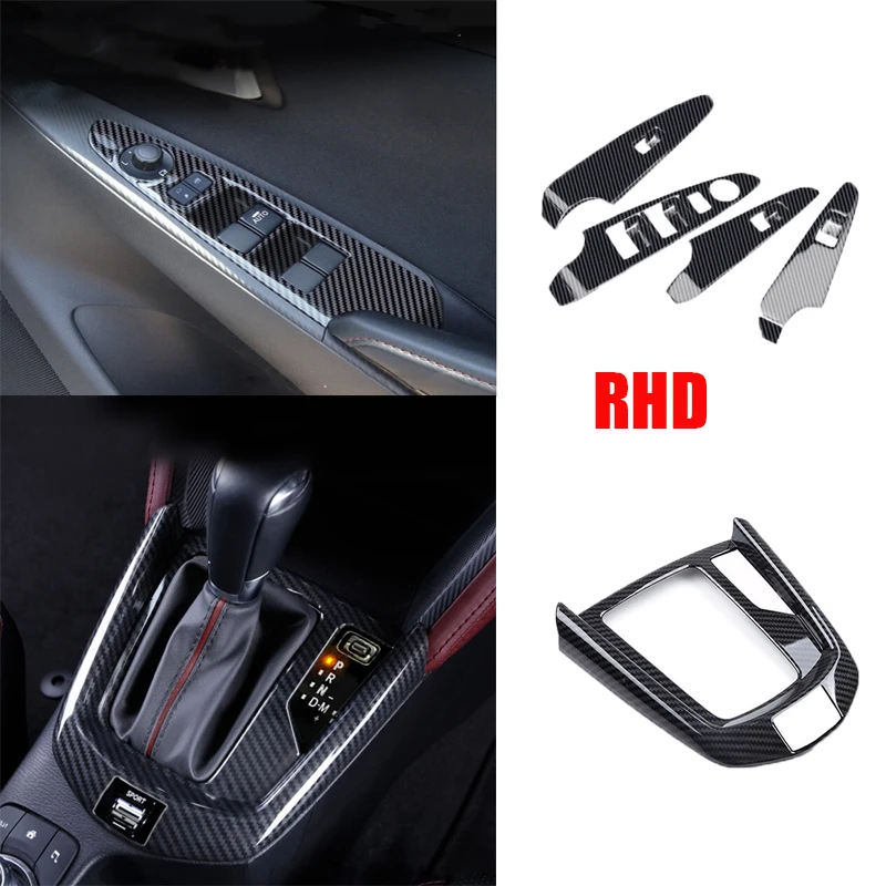 For mazda 2  interior decoration window lift button swtich cover glass control panle gear shift panle cover sticker accessories