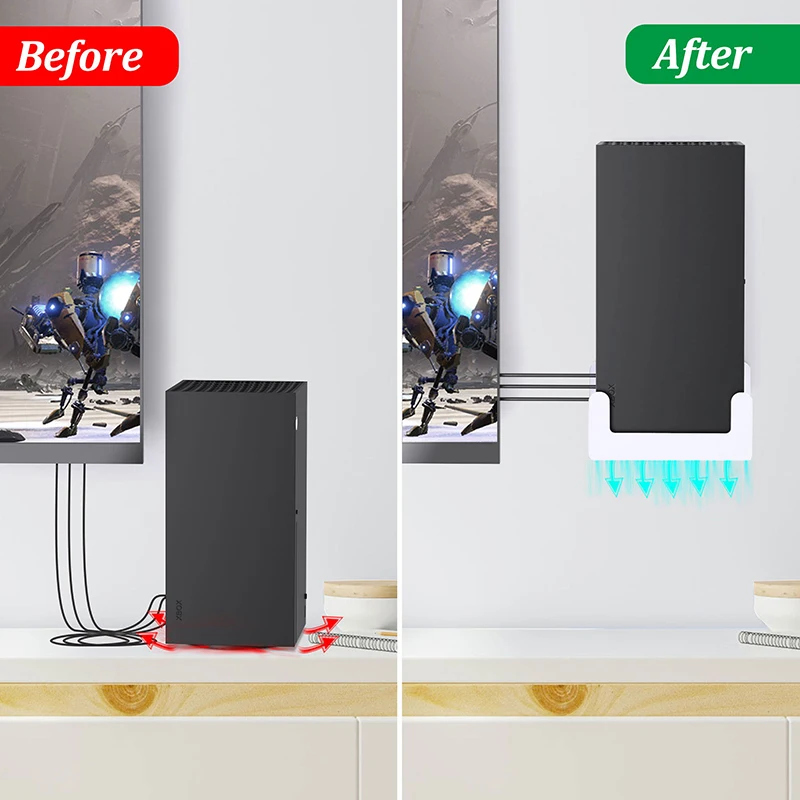 PlusAcc جدار جبل حامل تخزين قوس رف الغبار المحمولة حمل ديكور ل Xbox سلسلة X وحدة التحكم العمودي حامل