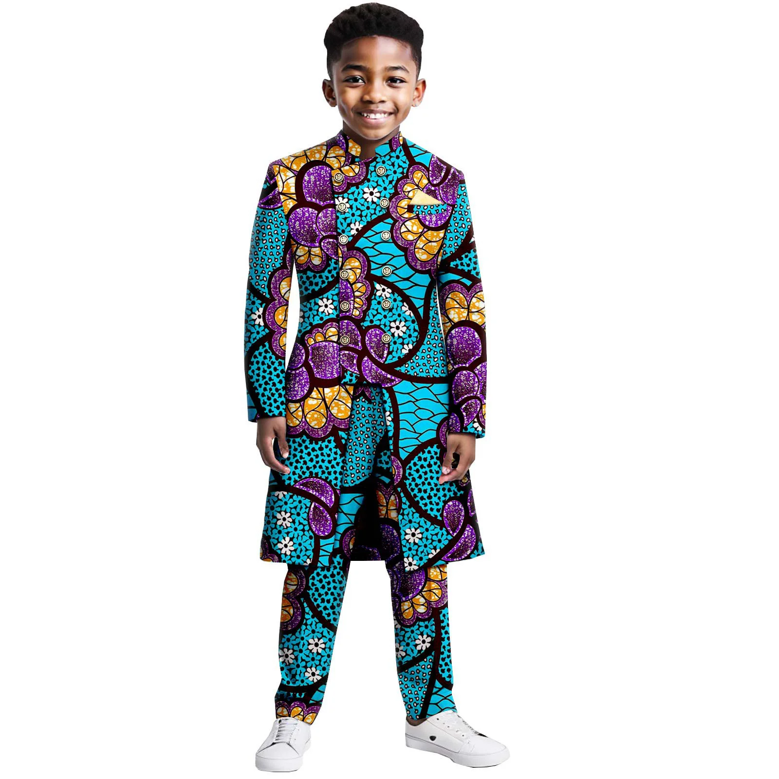 Best Selling Boys Suit Business Jacket Pants 2 Piece Set Wedding Kids Tuxedo Little Gentleman Blazer African Fashion Ankara Set