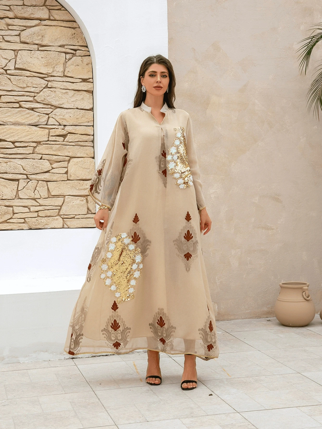 

High Quality African Abaya Lady Party Dress Cotton Embroidery Printed Loose Floral Boubou Maxi Islam Women Short Sleeve Clothing