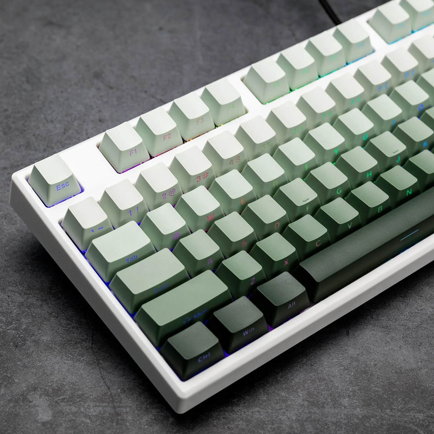 Pinewood Sea Shine Through Keycaps Side Printed PBT 135 Keys Double Shot Keycaps OEM Profile for MX Switches Gaming Keyboards