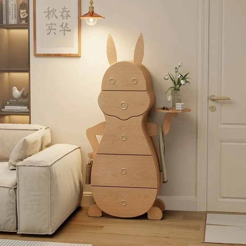 rabbit chest of drawers, solid wood storage cabinet, living room bedroom drawer vertical cabinet, creative cabinet storage