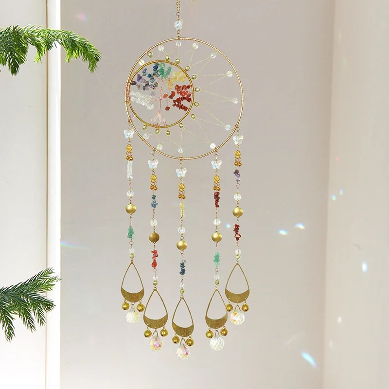 Suncatcher Crystal Stone Wind Chimes For Hanging Outdoor Indoor Bedroom Wall Pendants Christmas Gifts Home Garden Decor