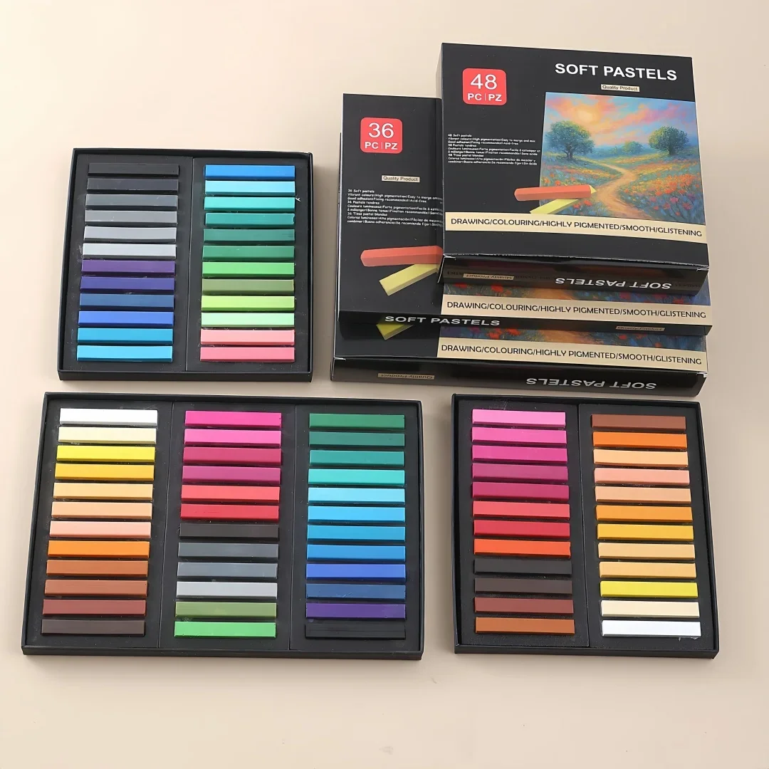 24 Colors Soft Pastels Set, Non-Toxic Chalk Pastels for Drawing, Sketching & Blending