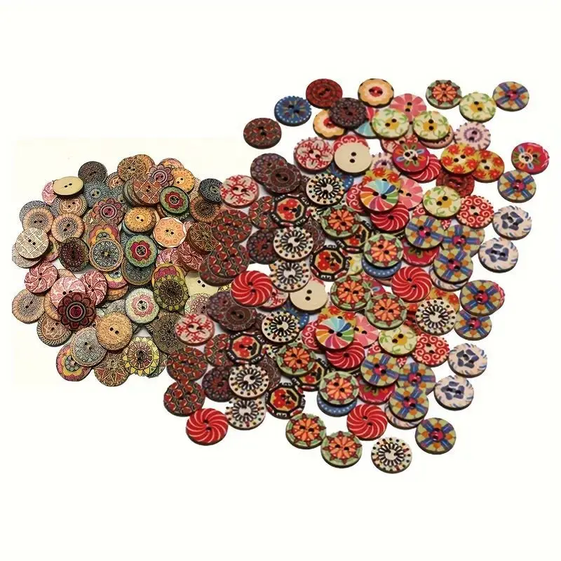 Lèvent en bois vintage, artisanat peint coloré, boutons décoratifs en bois, bricolage, couture décorative, 20mm, 100 pièces