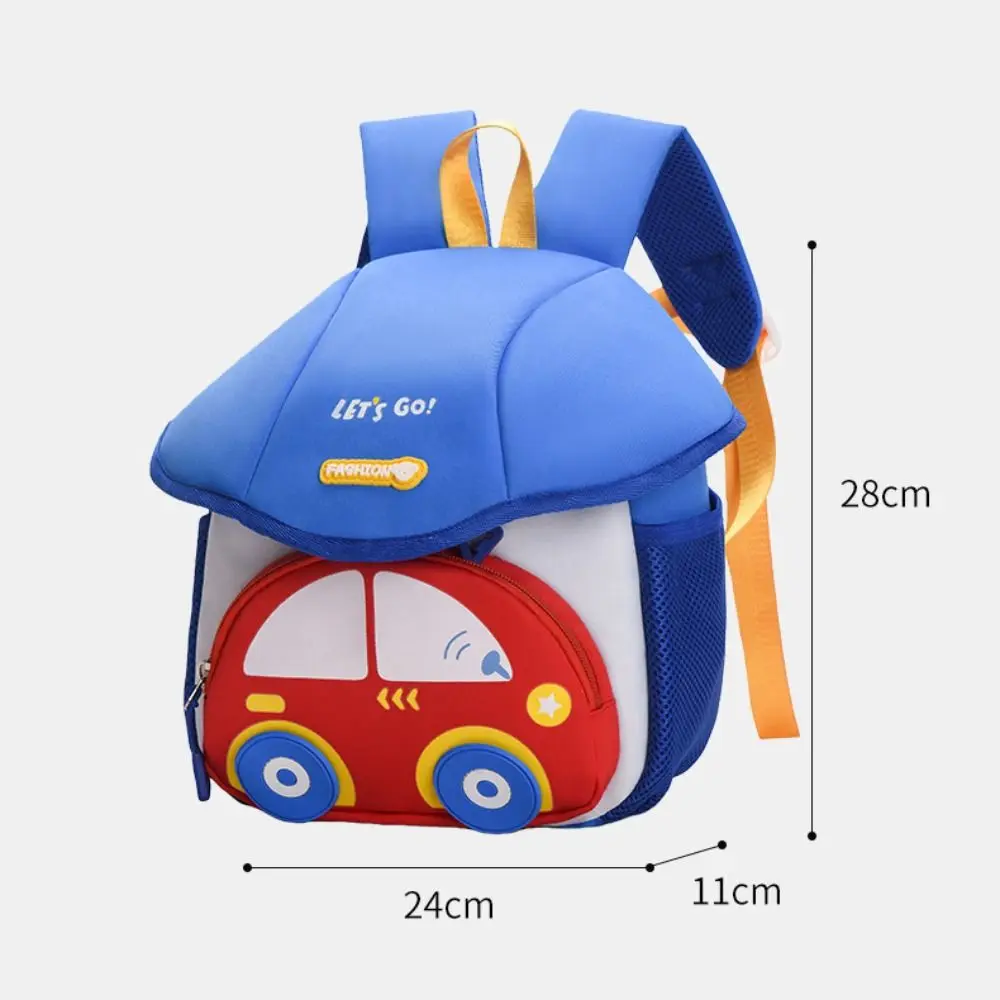 Cute Car Shape Kindergarten Schoolbag Large Capacity Side Pockets Schoolbag Breathable Adjustable Unisex Backpack Boys Girls