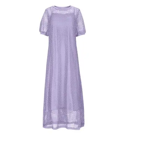 

Women's Skirt Set 2026 Summer New Collection Women's Solid Color Round Neck Hollow Two Piece Dress Set