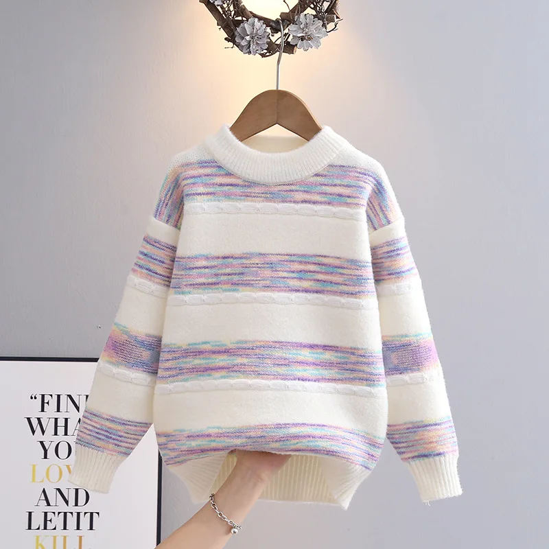 سترة عصرية للفتيات قميص أنيق بطبقة أساسية لخريف وشتاء 2025 نمط جديد النسخة الكورية متعدد الألوان للأطفال برقبة دائرية