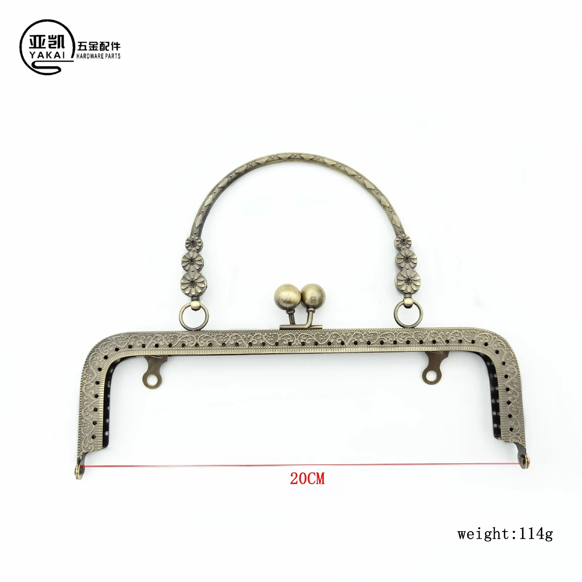 High Quality 20CM Square Embossing Wrist Metal Kiss Clasp Frame For Bags Flower Handle Sewing Hardware Handbags Accessories