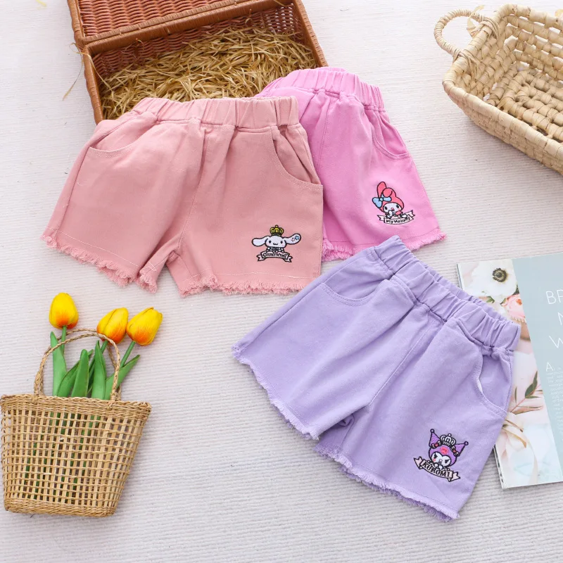 Kawaii Sanrios Anime Kuromi Children Shorts Cinnamoroll Summer Cute Loose Sweatpants MyMelody Breathable Casual Versatile Shorts