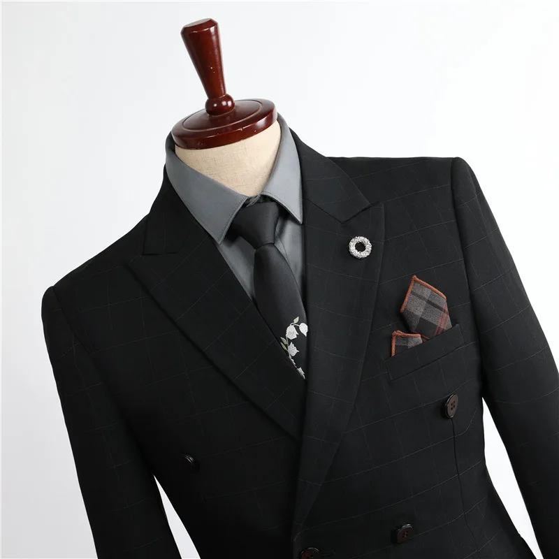 Robe de Mariée Professionnelle à Carreaux pour Homme, Tenue à Double Boutonnage, Imbibée, Personnalisée, Nouvelle Collection 21