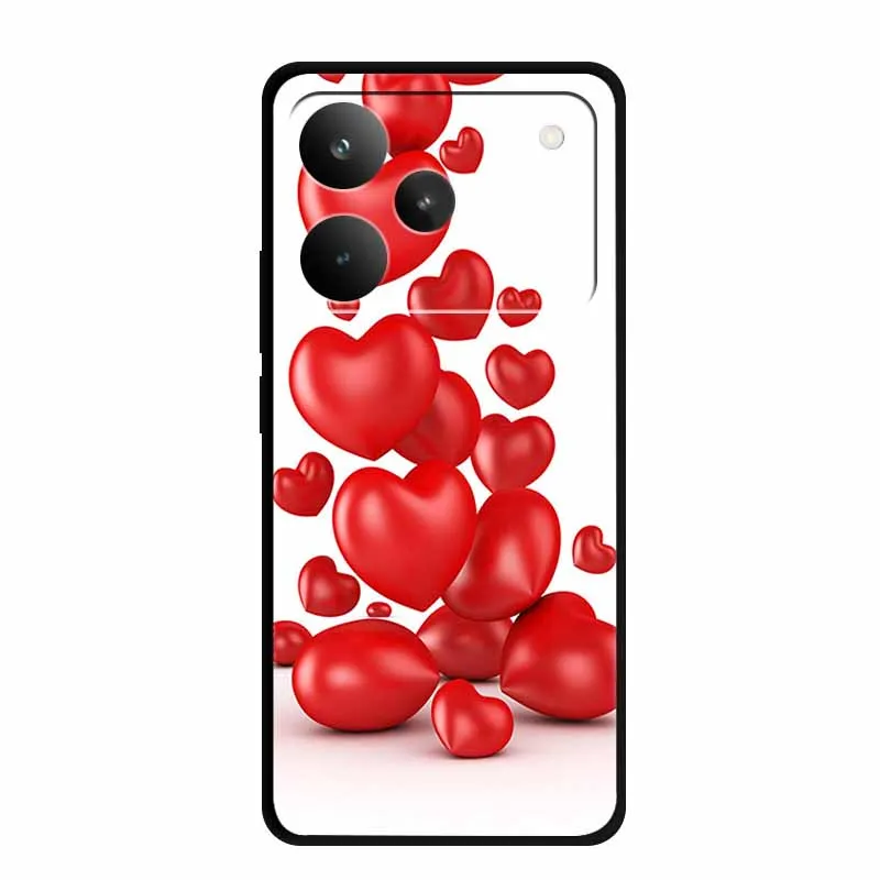 ل Realme P4 Pro 5G 2025 جراب هاتف 6.8 "الزهور رسمت لينة بولي TPU الأسود سيليكون الغطاء الخلفي لحقيبة Realme P 4 Pro Funda RMX5116