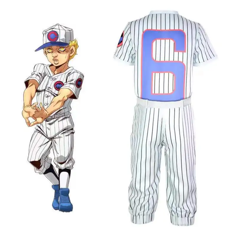 Anime Cosplay uniforme da Baseball a righe bianche Bizarre Adventure Stone Ocean Emporio Alnino Costume Jolyne Cujoh Men Outfit