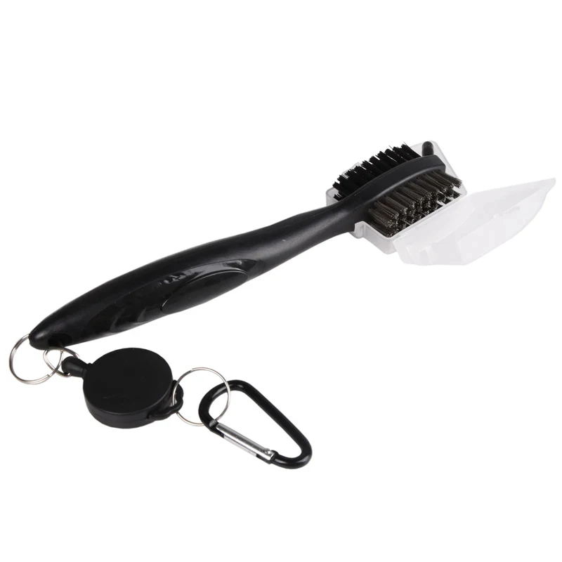 1/2pcs Golf Club Brush Groove Cleaner Retractable Dual Sided Nylon Bristles Aluminum Carabiner Groove Cleaner Groove Tool Kit
