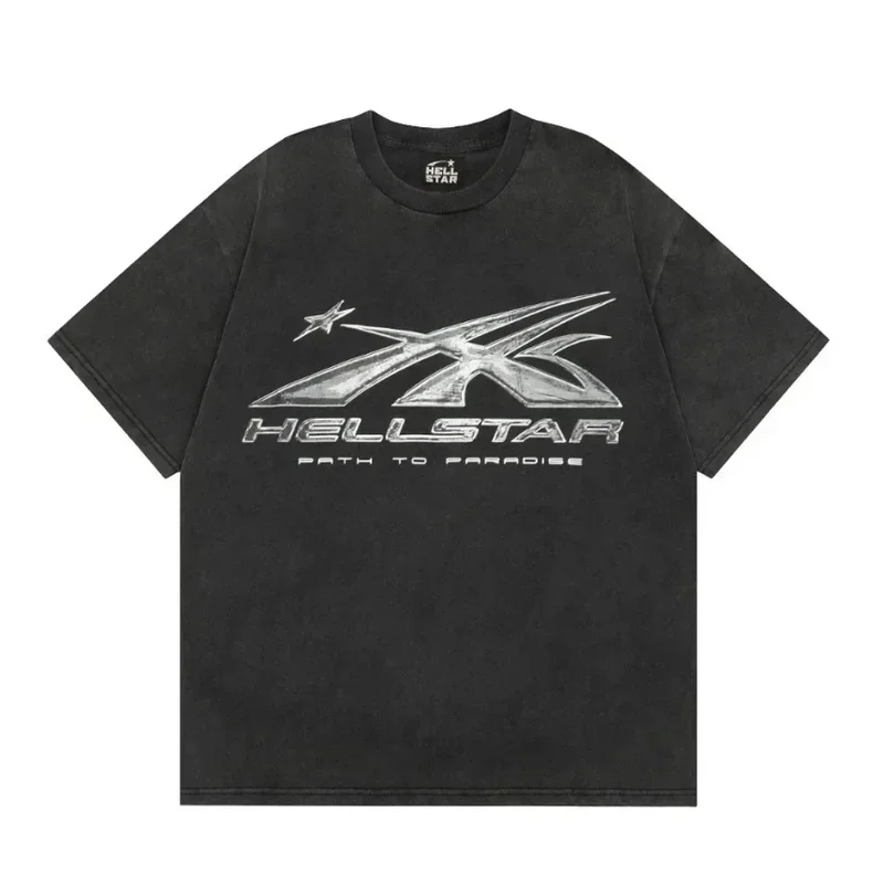 Hellstar เสื้อยืดผู้ชายผู้หญิงลายพิมพ์ Y2K ฮิปฮอปโอเวอร์ไซส์แขนสั้นผ้าคอตตอนระบายอากาศได้สวมใส่สบายฤดูร้อน