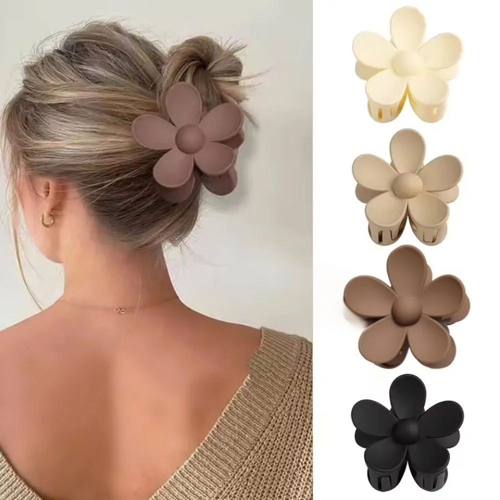 

Большие заколки с цветочными когтями для женщин, модные заколки для волос с когтями для девочек, матовые заколки для волос, милые головные уборы, заколки, аксессуары для волос