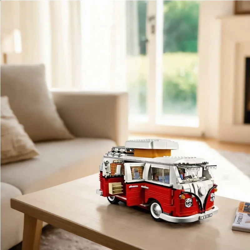 

2026 Brand new 1334PCS DIY retro T1 camping bus building block set picnic creative car model kit educational toys gifts