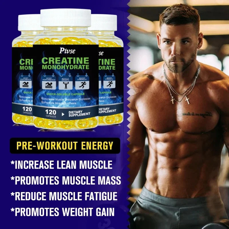 Creatine Capsules Creatine Monohydrate Gain Strength, Build Muscle & Enhance Performance Keto Friendly 3000mg