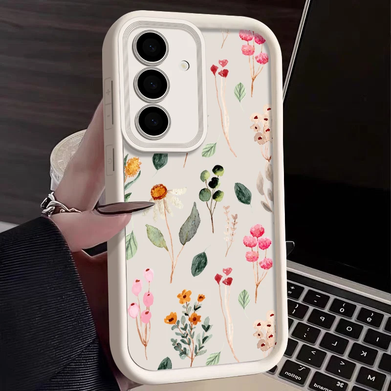 Flower Pattern Case For Samsung Galaxy S24 S23 S22 Ultra Plus A54 A53 A52 A55 A15 A14 A35 A34 5G S21 S20 FE Silicone Soft Cover