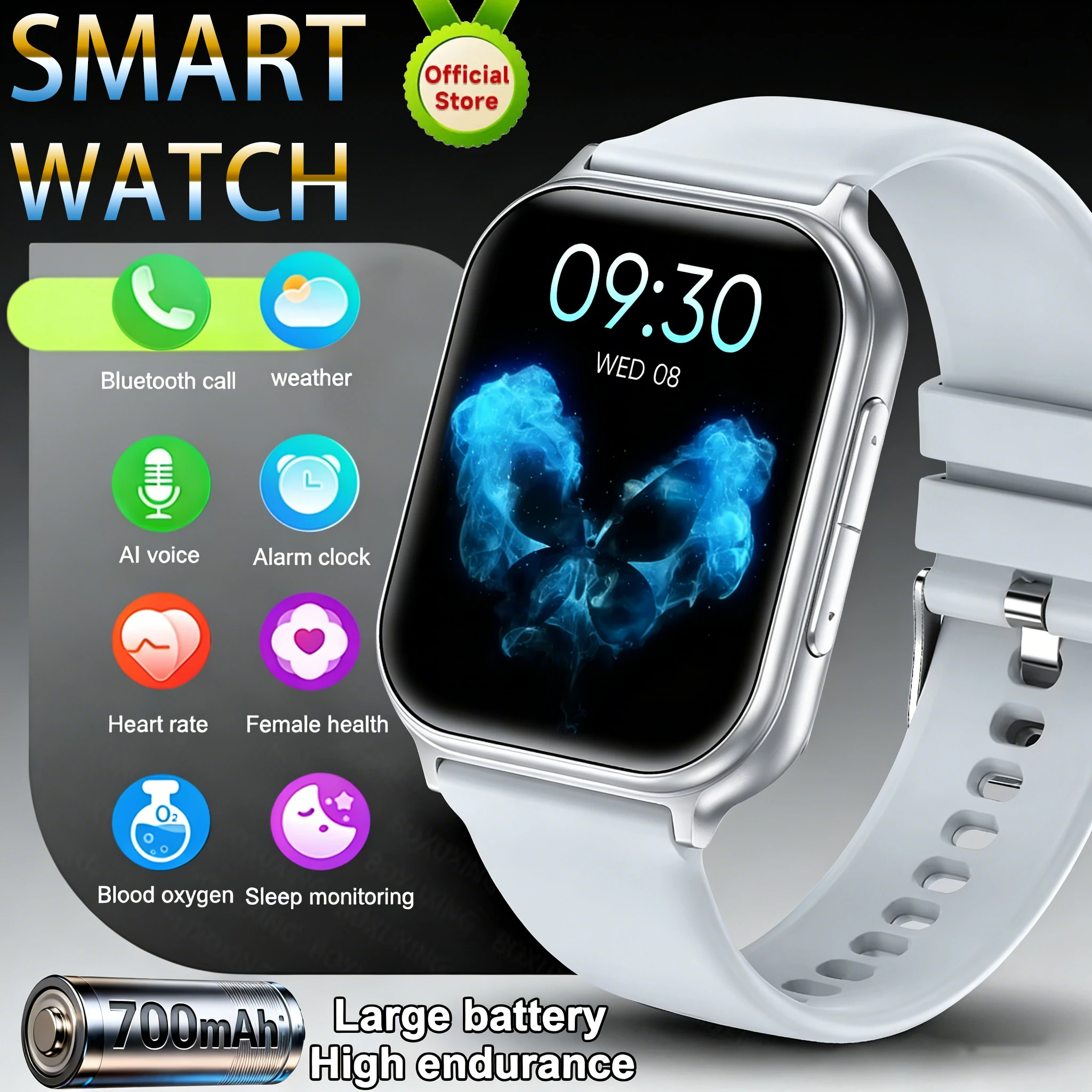 2026 New Smart Watch Men Sports Fitness IP68 Waterproof Built-in 24H Heart Rate 700 mAh Battery Call Women Smart Watch Gift ﻿