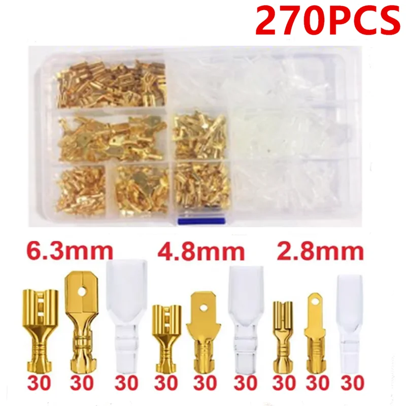 270 قطعة 2.8/4.8/6.3 مللي متر معزول ذكر موصل سلك سالب محطات تجعيد كهربائية محطة المجرف موصلات صندوق أدوات متنوعة #6
