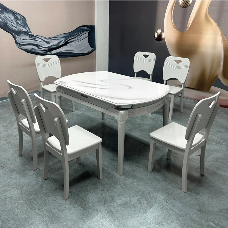 Household Complete Dining Table Italian Floor Restaurant Storage Turntable Dining Table Waterproof Yemek Odası Setleri Furniture