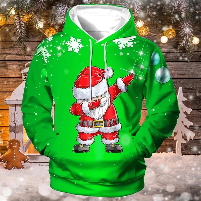 3D Snowflake Christmas Print Hoodie for Men Children Fashion Cute Hooded Sweatshirt for Women Fun Pullover Winter Wear