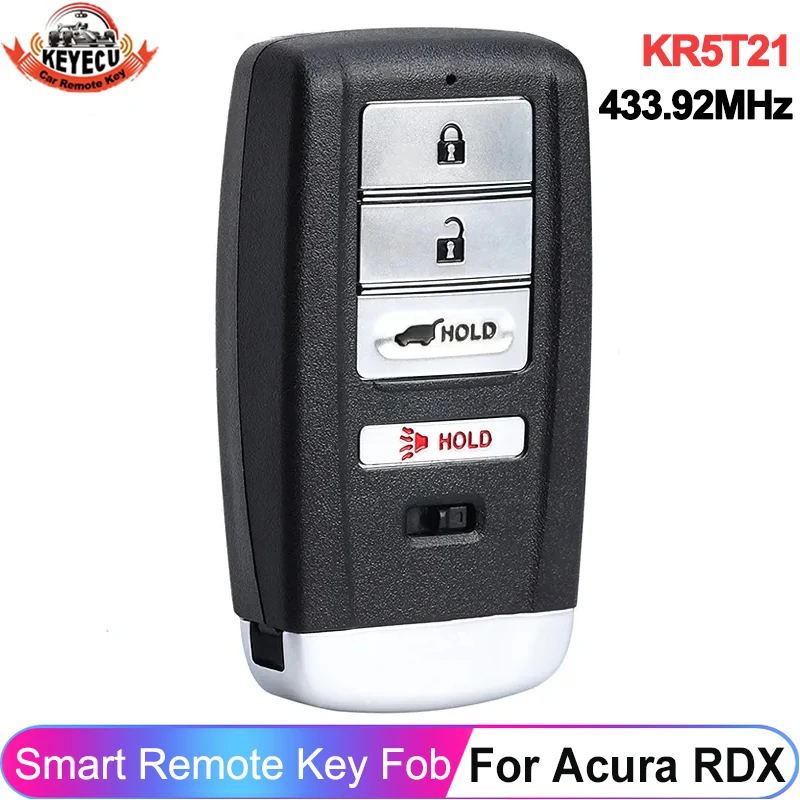 KEYECU FCC ID: KR5T21 433.92MHz Key Control For Acura RDX 2019 2020 2021 P/N: 72147-TJB-A11 Smart Remote Fob ID47 Chip