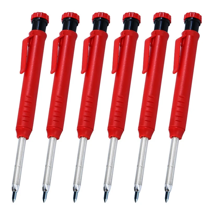 6 stuks mechanische potloden voor tekenen, houtbewerking en markeren, 2,8 mm lange kop timmermanspotlood, geschikt voor bouwwerkzaamheden