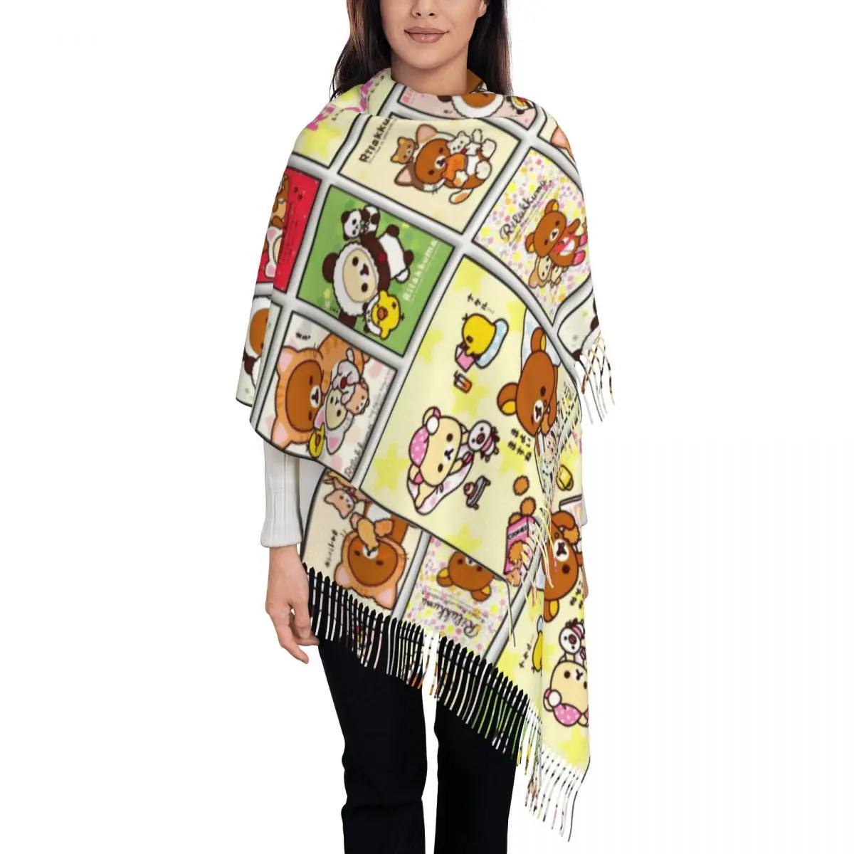 

Персонализированный принт аниме Rilakkuma мультфильм Kawaii шарф для женщин и мужчин зимние теплые шарфы шали накидки