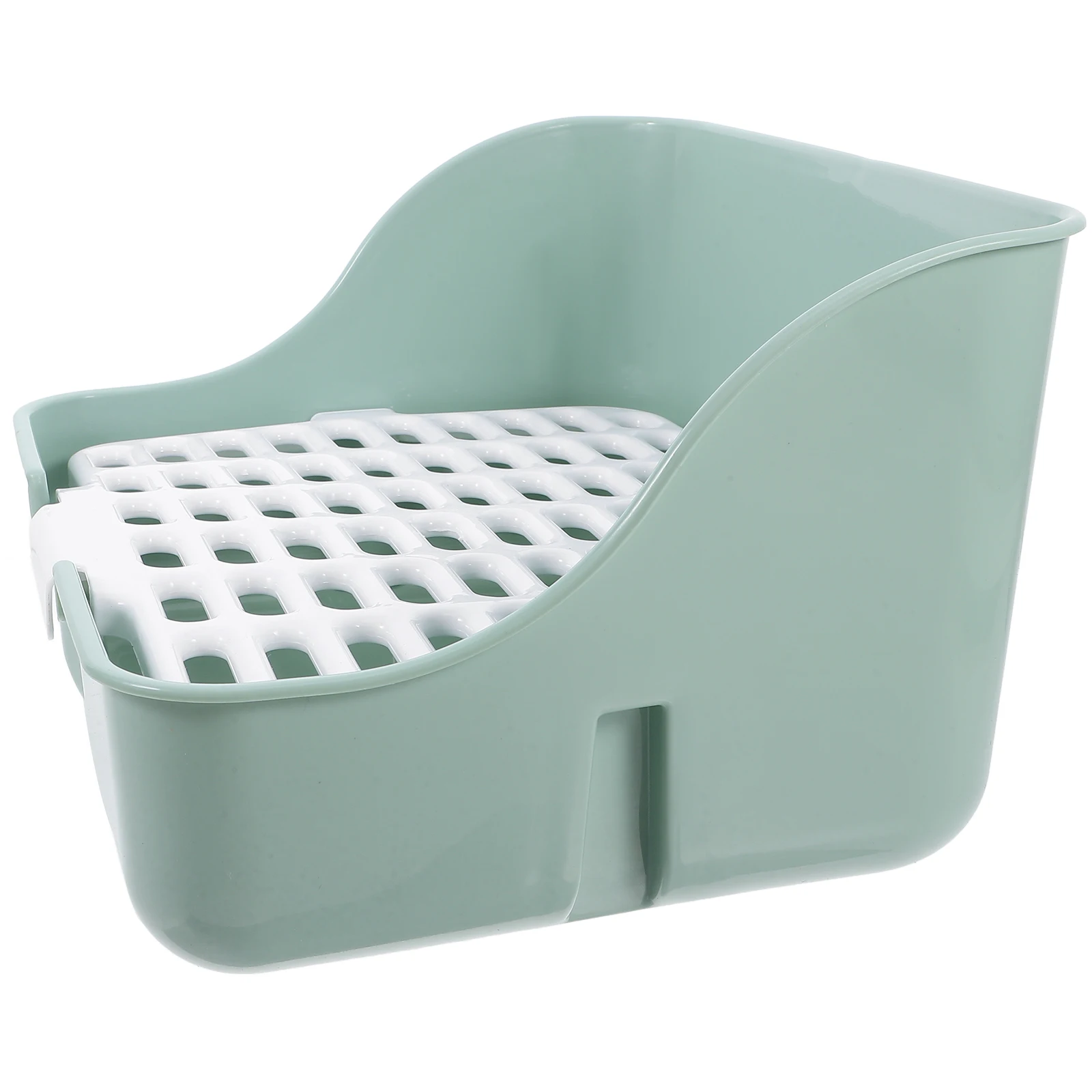 

Large Rabbit Litter Box Olive Green Anti Splash Corner Design for Guinea Pig Ferret Chinchilla Small Animal Potty Pan