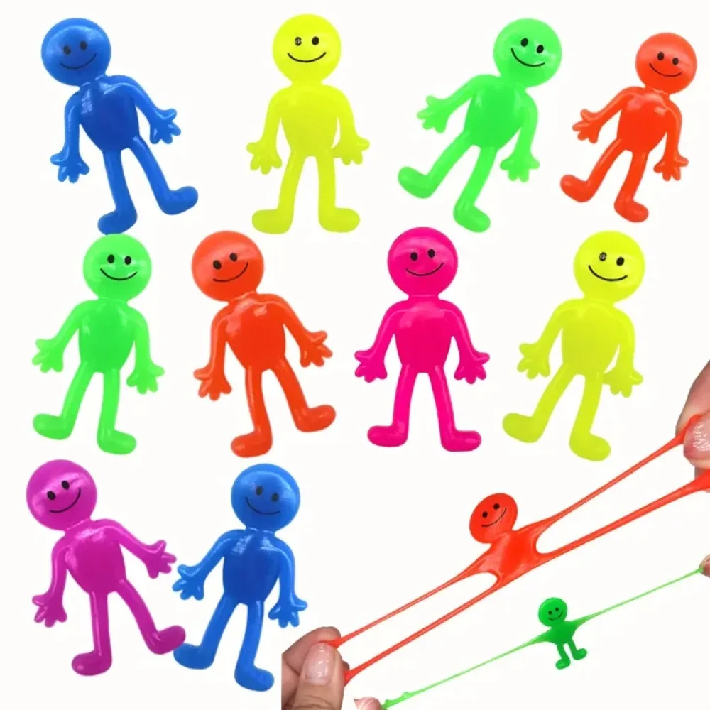 5-20PCS Fun Sticky Stretching Smiling Face Little Man Pinch Toy Kids Birthday Party Favor Christmas Carnival  Gift