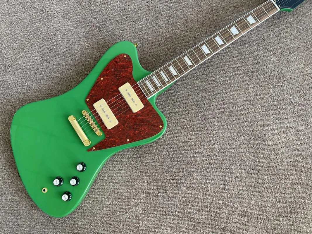 40 inches Guitar Fire bird, 6 strings, GREEN color, Well crafted，Rosewood Fingerboard，High Quality, In Stock,