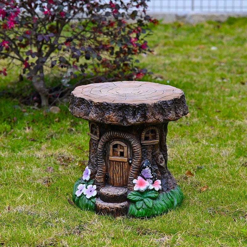 Outdoor Garden Ornament Stump Stool Garden Villa Lawn Ornament