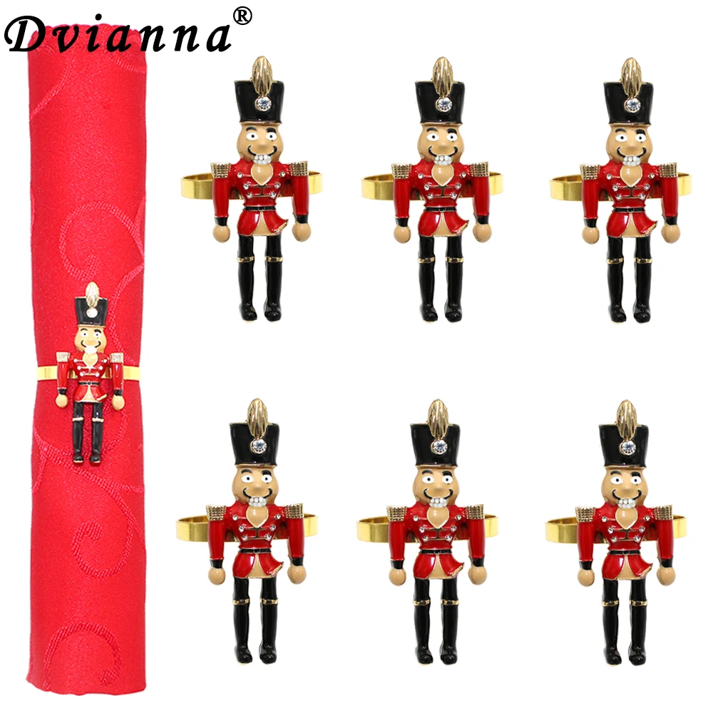 

24Pcs Nutcracker Napkin Rings Xmas Enamel Soldier Napkin Holder for Christmas Decoration Home Table Decor Wedding Decor HWC356