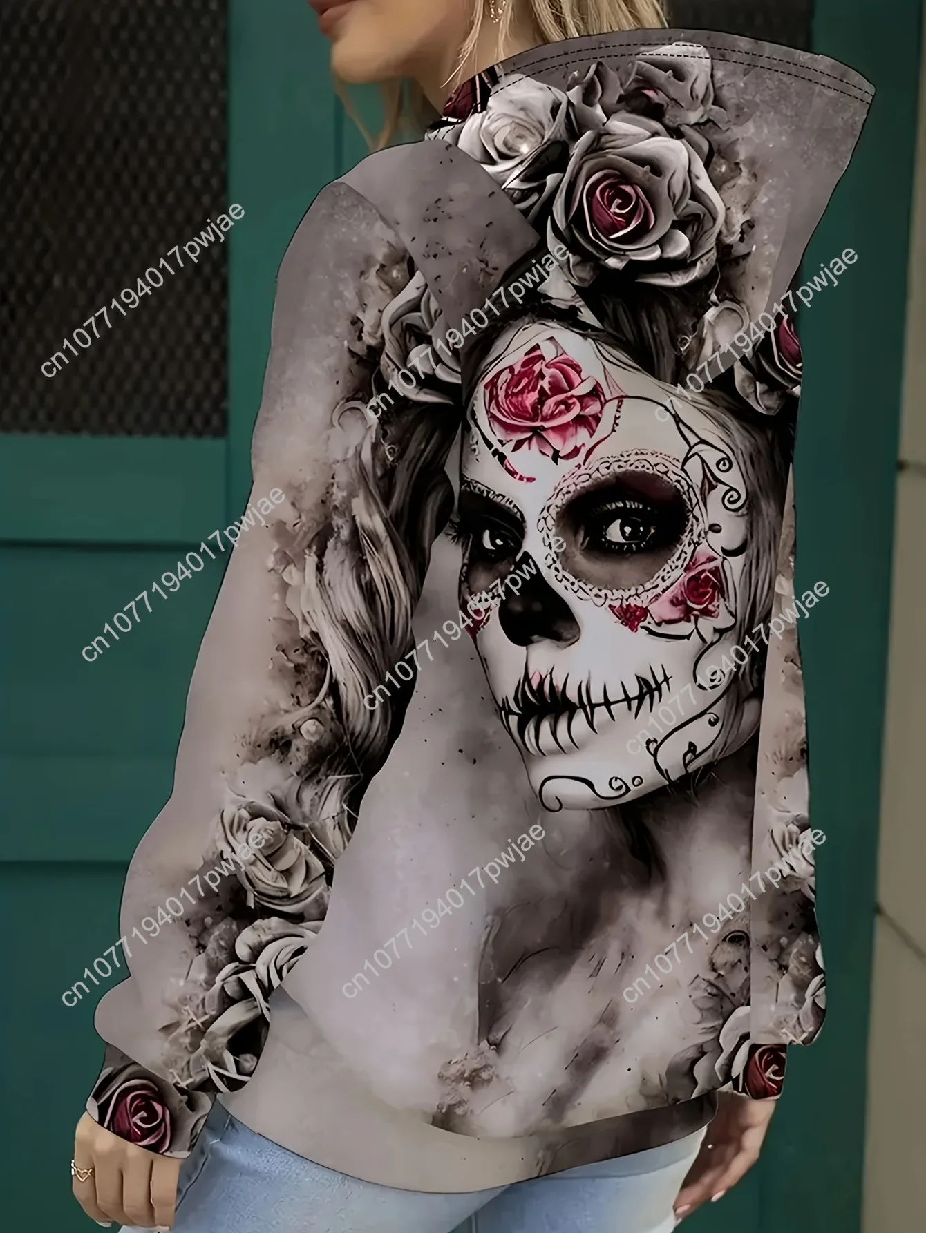 [Sudadera con cappuccio con stampa viso morbido] Felpa con cappuccio con stampa viso morbido di fascia alta - Tasca a marsupio ampia da donna di grandi dimensioni - Capispalla autunnale e invernale