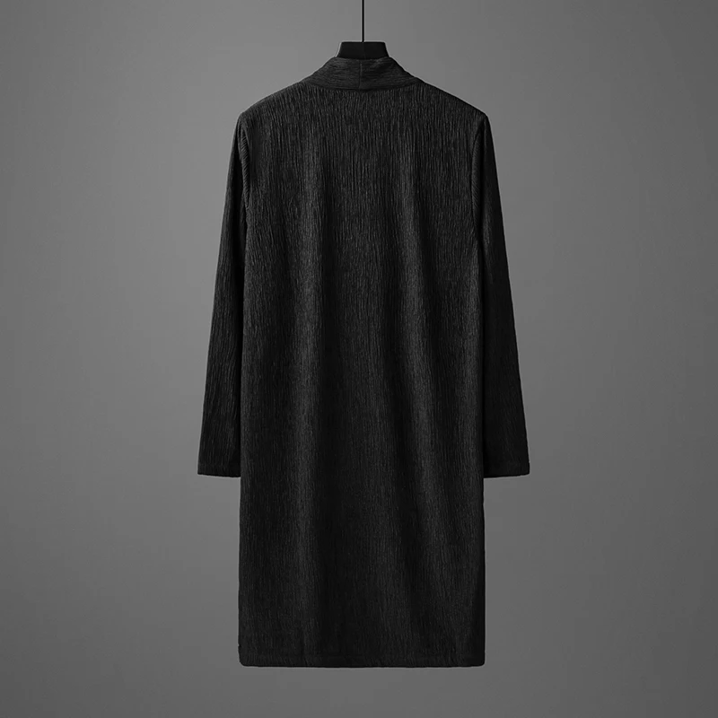 Chinese Long Coat Men Trench Spring Autumn Men Hanfu Traditional Middle-Length Kimono Ethnic Vintage Cardigan Man Taoist Robe