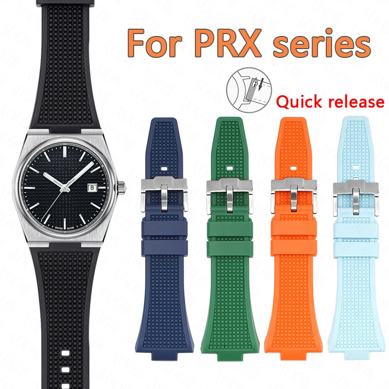 

Silicone Strap for Tissot PRX Series 40MM T137.407/T137.410 Men's Casual Fashion Replacement Rubber Strap + Quick release tools