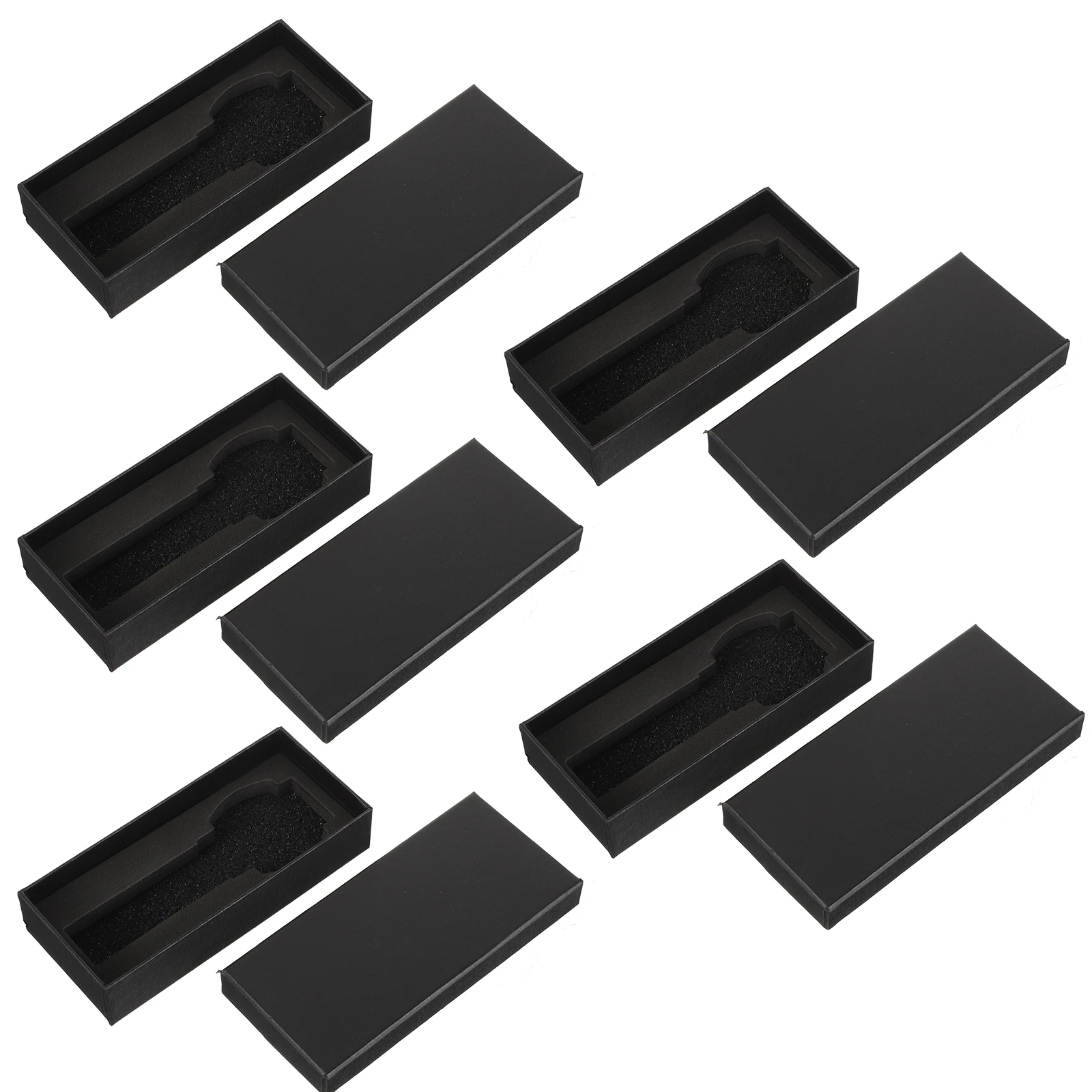 

5pcs Watch Paper Container Sponge Storage Display Portable Jewelry Watch Gift Box Case Black Rectangle Desktop