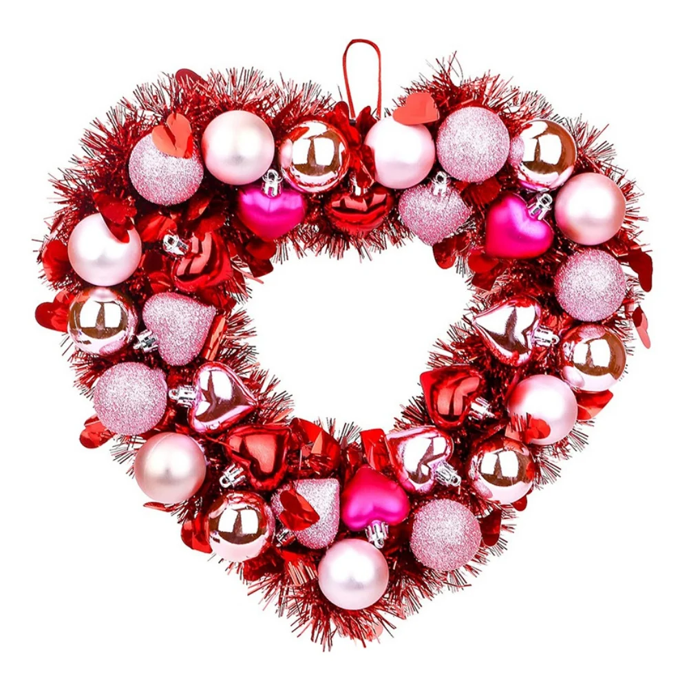 Valentines Day Heart Wreath for Front Door,Wreaths Decor for Birthday Party Home Wedding Christmas Decorations Ball Ornaments